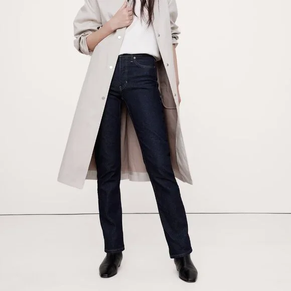 Banana Republic High Rise Straight Jeans in Rinse Women's 27 NWT - Picture 1 of 8